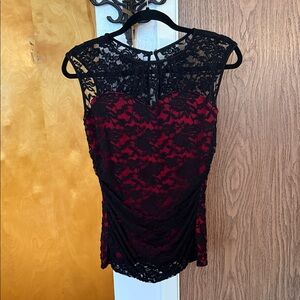 Maurices Black and Red Lace Blouse